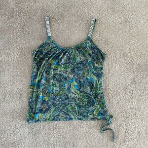 INC Blue & Green Paisley Printed Top